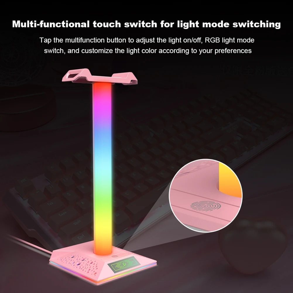 RGB Gaming Headphone Stand with USB Ports