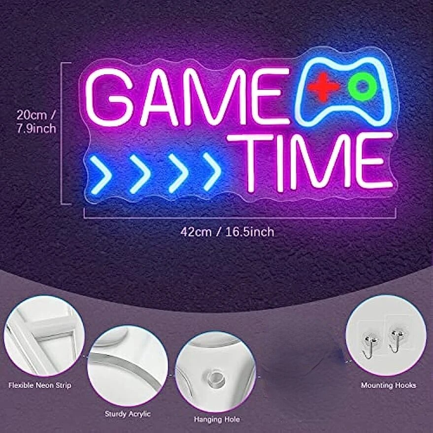 GAME TIME LED Neon Sign for Boy's Bedroom