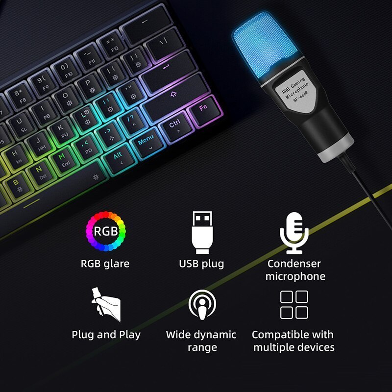 USB Microphone RGB Condensador for Streaming