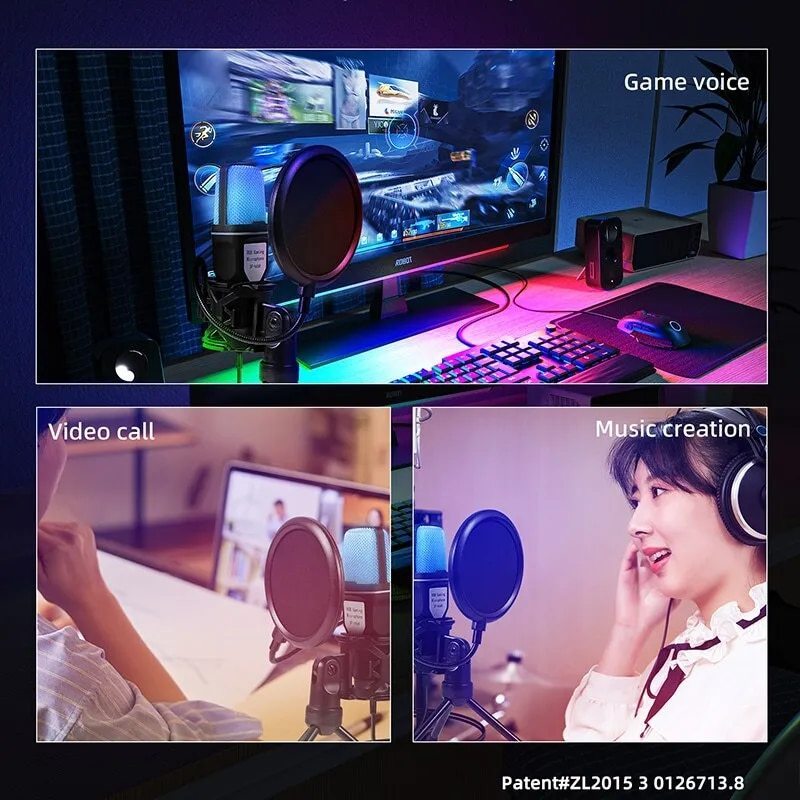 USB Microphone RGB Condensador for Streaming