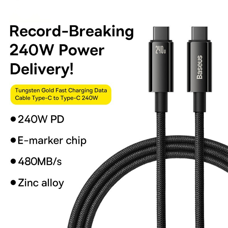 Baseus 240W USB C Cable for iPhone 16 15 Plus Pro Max Supercharge