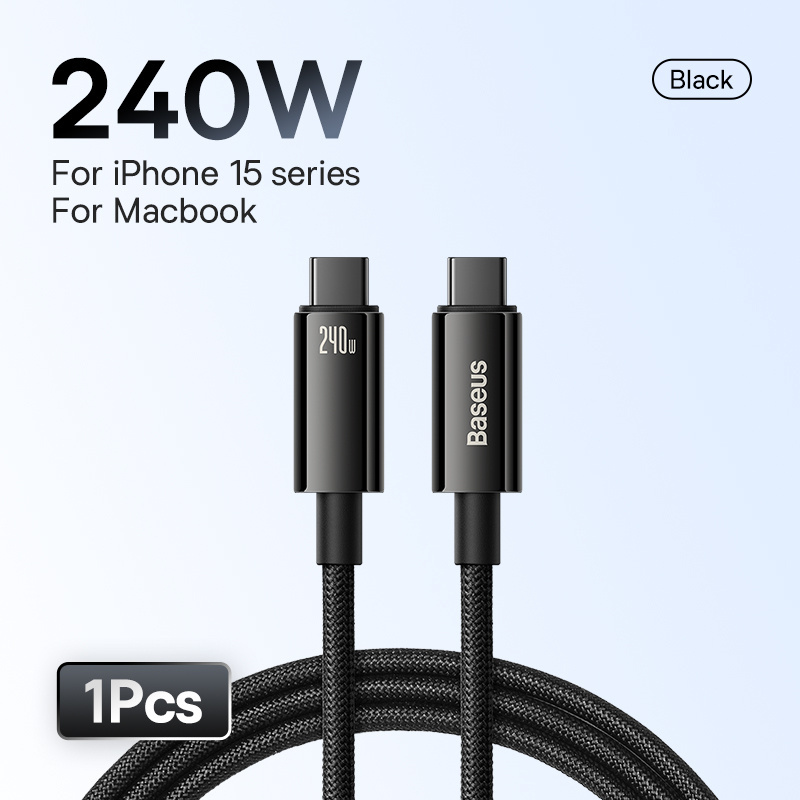Baseus 240W USB C Cable for iPhone 16 15 Plus Pro Max Supercharge
