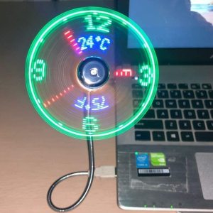 USB Clock Fan with Real Time Clock & Temperature Display