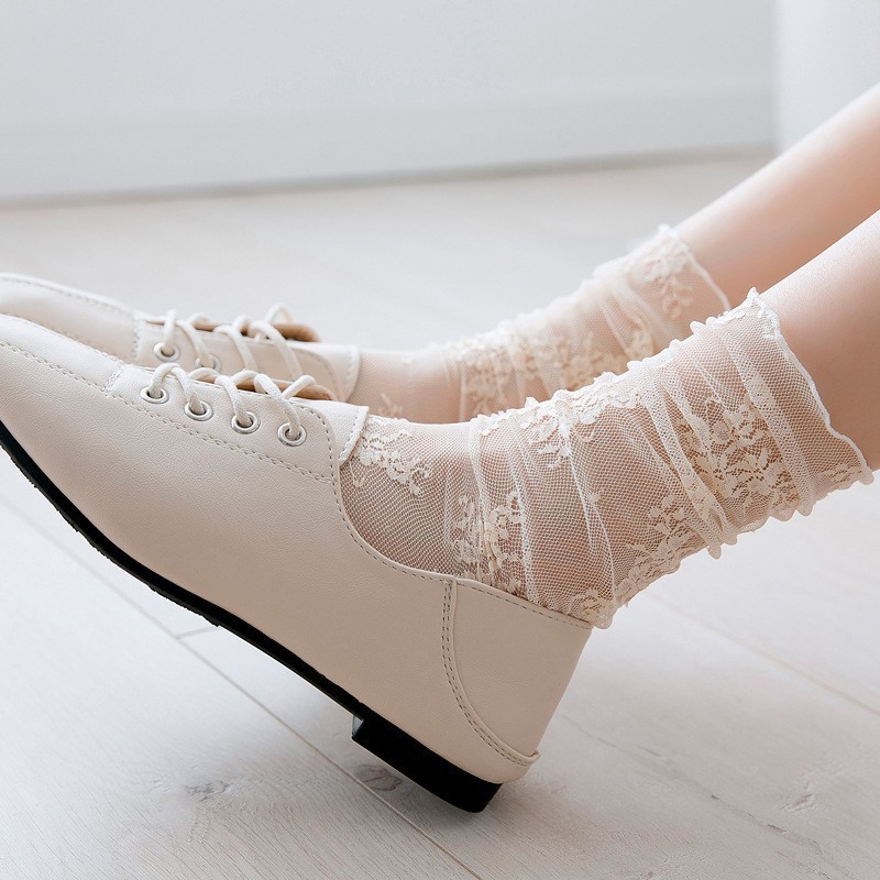 Women Thin Breathable Transparent Lace Socks (1 or 2 Pairs)