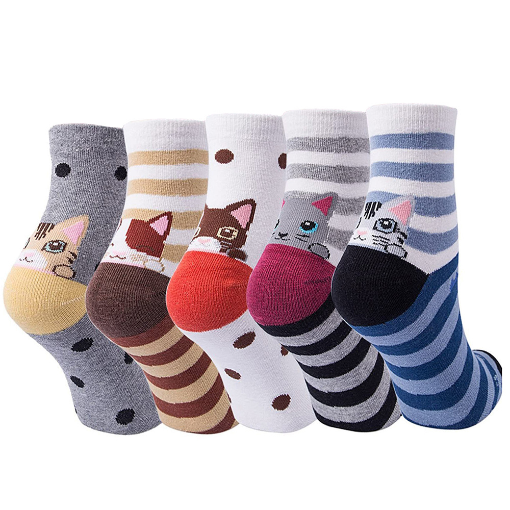 Women Animal Cotton Socks (5 Pairs )