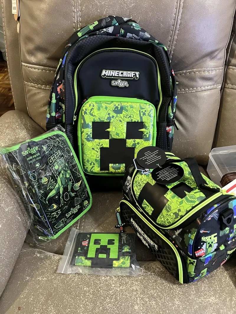 MINECRAFT Genuine Australia Smiggle School Bag Backpack/lunch pack/water bottle