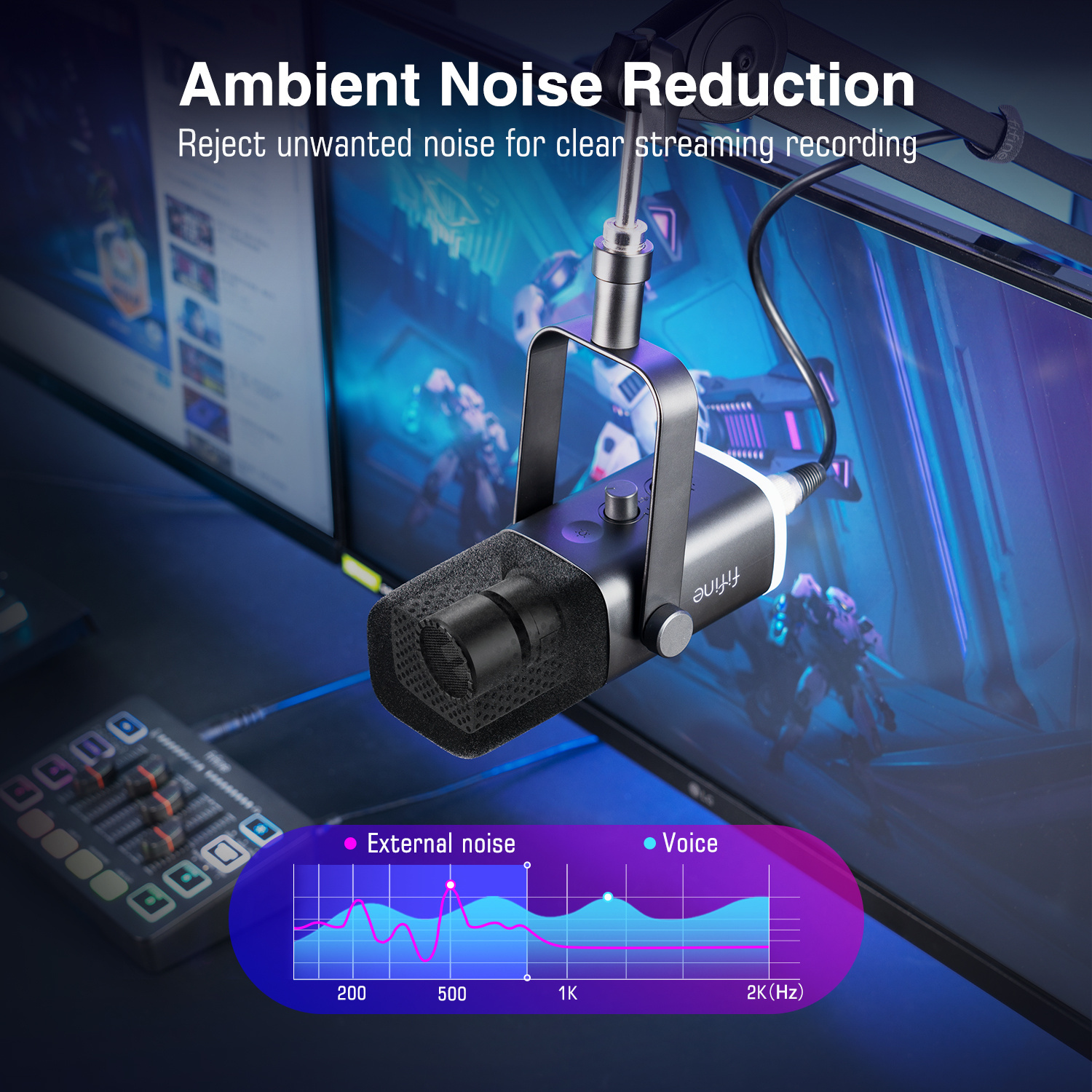 FIFINE Gaming Audio Set Microphone/Mixer/Headset for Streaming