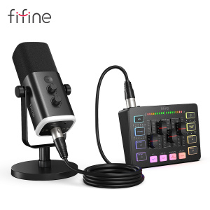 FIFINE Gaming Audio Set Microphone/Mixer/Headset for Streaming